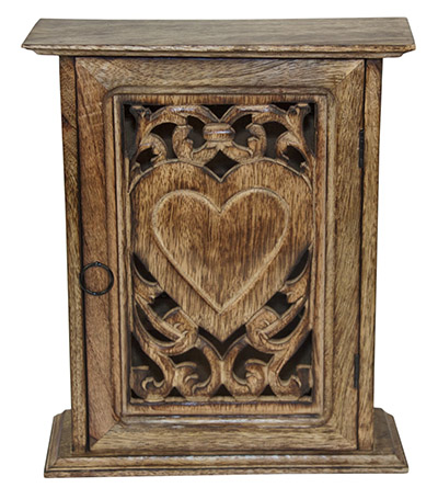 Mango Wood Heart Key Box